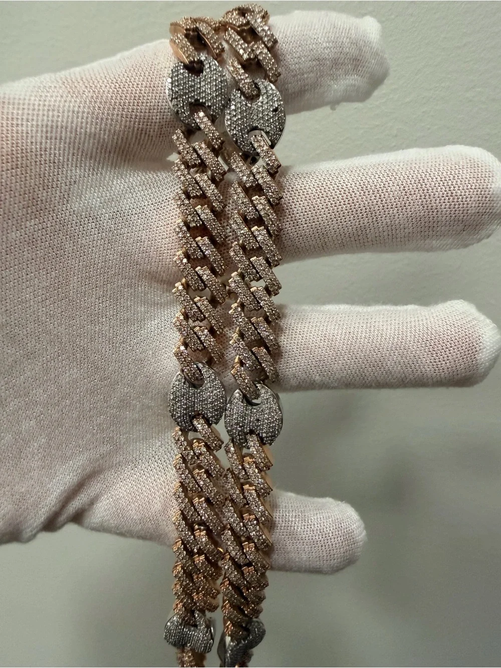 Rose Gold & Silver Pave Cuban Link Necklace - Luxury Jewelry